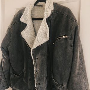 Vintage denim/ Sherpa aviator jacket